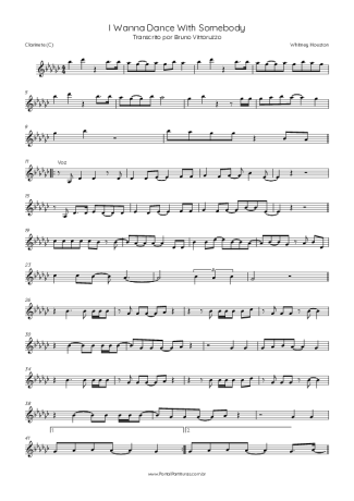 Whitney Houston  score for Clarinet (C)