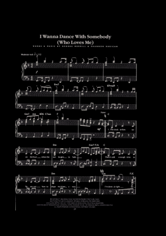 Whitney Houston I Wanna Dance With Somebody score for Piano