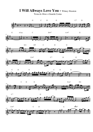 Whitney Houston  score for Alto Saxophone