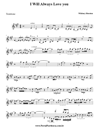 Whitney Houston  score for Trombone