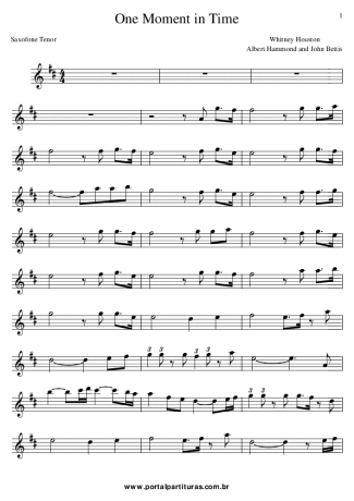 Whitney Houston  score for Tenor Saxophone Soprano (Bb)