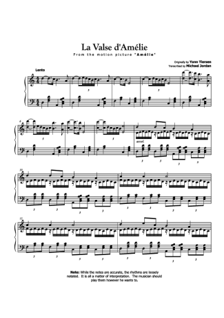Yann Tiersen La Valse DAmelie score for Piano