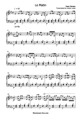 Yann Tiersen Le Matin score for Piano