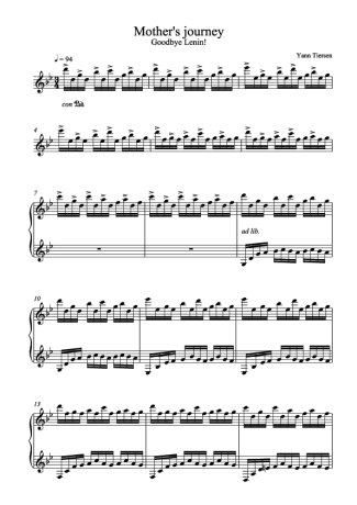 Yann Tiersen Mothers Journey score for Piano