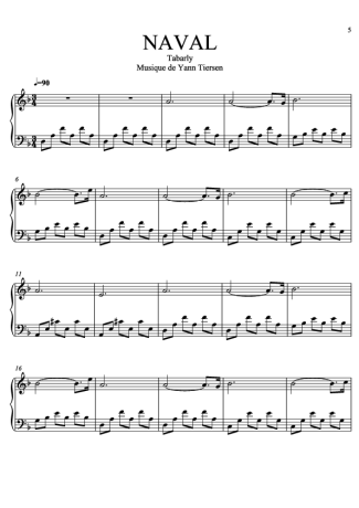 Yann Tiersen Naval score for Piano
