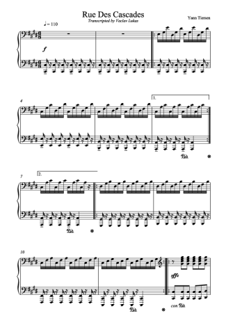 Yann Tiersen Rue Des Cascades score for Piano