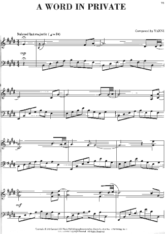 Yanni  score for Piano