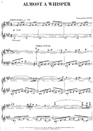 Yanni Almost a Whisper score for Piano