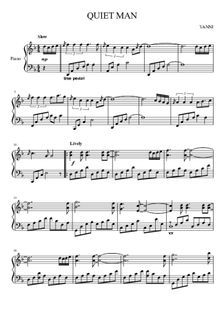Yanni Quiet Man score for Piano
