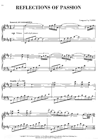 Yanni Reflections of Passion score for Piano