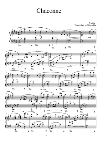 Yiruma Chaconne score for Piano