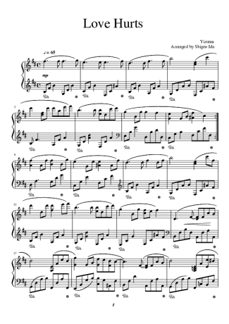 Yiruma Love Hurts score for Piano