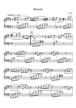 Yiruma Reason score for Piano