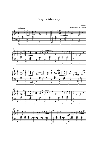 Yiruma Stay In Memory score for Piano