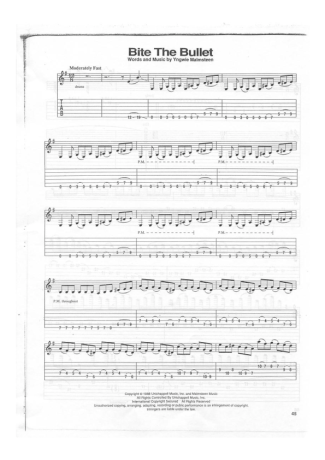 Yngwie Malmsteen Bite The Bullet score for Guitar