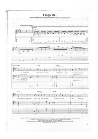 Yngwie Malmsteen Deja Vu score for Guitar