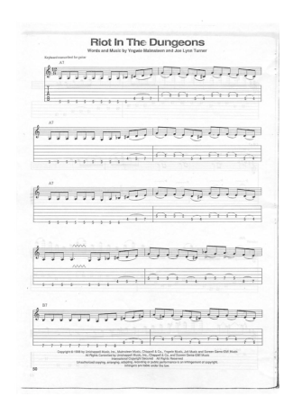 Yngwie Malmsteen Riot In The Dungeons score for Guitar