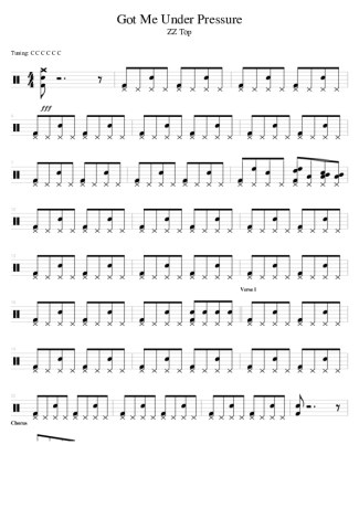 ZZ Top Got Me Under Pressure score for Drums
