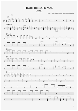 ZZ Top Sharp Dressed Man score for Drums