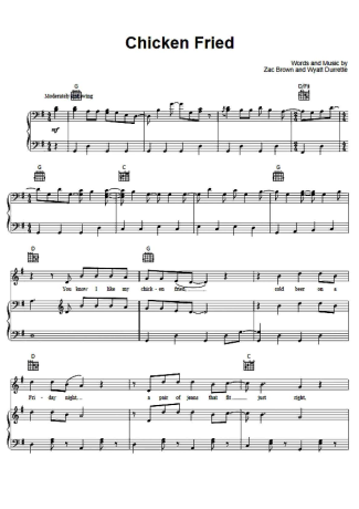 Zac Brown Band  score for Piano