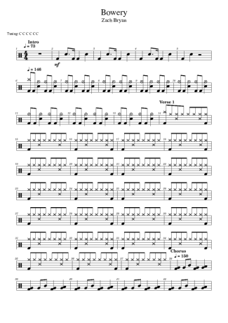 Zach Bryan  score for Drums