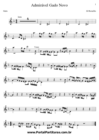 Zé Ramalho Admirável Gado Novo score for Harmonica