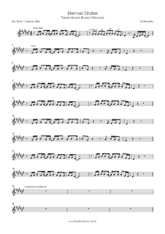 Zé Ramalho Eternas Ondas score for Tenor Saxophone Soprano (Bb)
