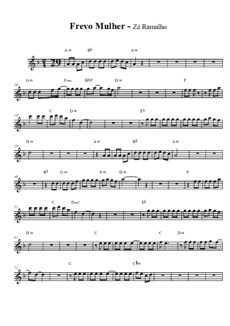 Zé Ramalho  score for Clarinet (Bb)