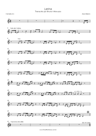 Zeca Baleiro Lenha score for Clarinet (C)