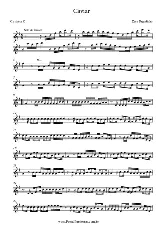 Zeca Pagodinho Caviar score for Clarinet (C)