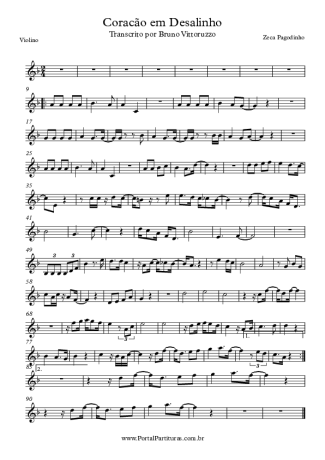 Zeca Pagodinho Coração em Desalinho score for Violin