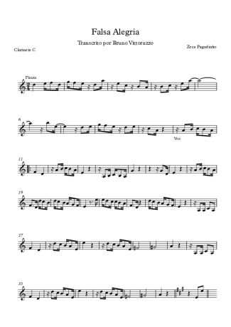 Zeca Pagodinho  score for Clarinet (C)
