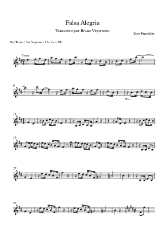 Zeca Pagodinho  score for Tenor Saxophone Soprano (Bb)