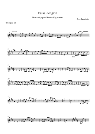 Zeca Pagodinho Falsa Alegria score for Trumpet
