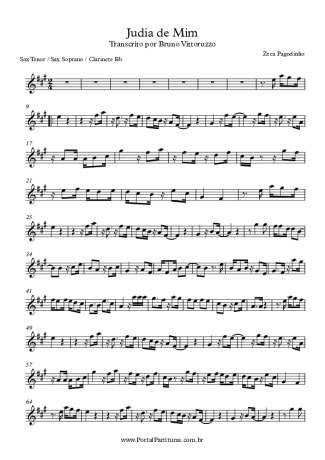 Zeca Pagodinho Judia de Mim score for Tenor Saxophone Soprano (Bb)