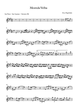 Zeca Pagodinho Moenda Velha score for Tenor Saxophone Soprano (Bb)