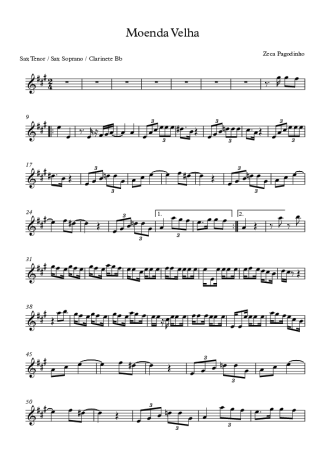 Zeca Pagodinho  score for Tenor Saxophone Soprano (Bb)