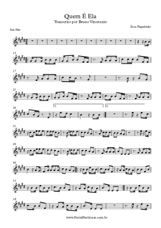 Zeca Pagodinho Quem É Ela score for Alto Saxophone