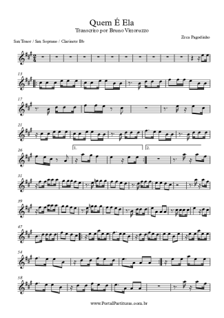 Zeca Pagodinho  score for Tenor Saxophone Soprano (Bb)