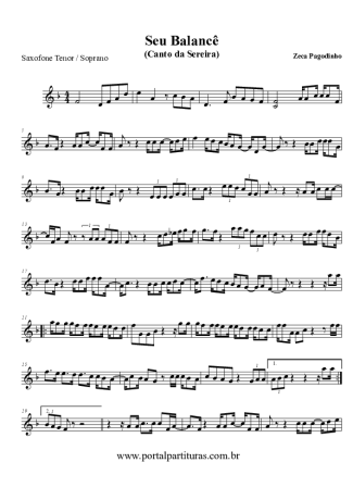 Zeca Pagodinho Seu Balancê (O Canto Da Sereia) score for Clarinet (Bb)