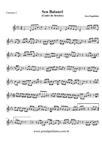 Zeca Pagodinho Seu Balancê (O Canto da Sereia) score for Clarinet (C)