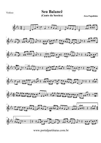 Zeca Pagodinho Seu Balancê (O Canto da Sereia) score for Violin