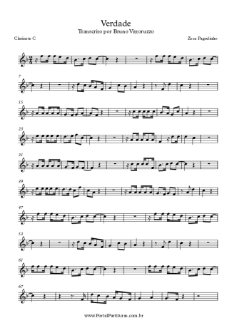 Zeca Pagodinho Verdade score for Clarinet (C)