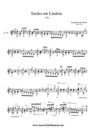 Zequinha de Abreu Tardes em Lindóia (Valsa) score for Acoustic Guitar