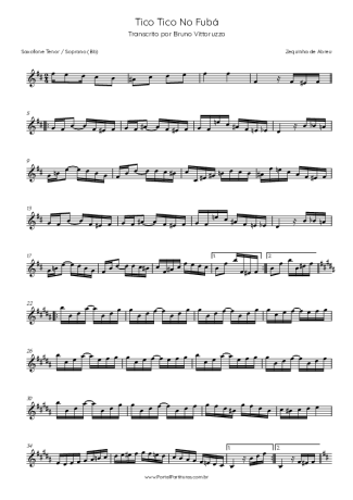 Zequinha de Abreu Tico-Tico no Fubá score for Tenor Saxophone Soprano (Bb)