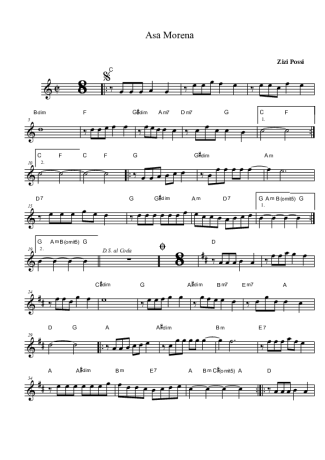 Zizi Possi Asa Morena score for Tenor Saxophone Soprano (Bb)