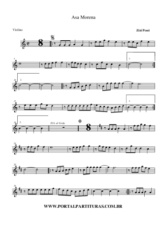 Zizi Possi Asa Morena score for Violin