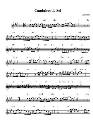 Zizi Possi Caminhos do Sol score for Tenor Saxophone Soprano (Bb)