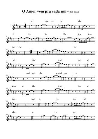 Zizi Possi O Amor Vem Pra Cada Um score for Tenor Saxophone Soprano Clarinet (Bb)